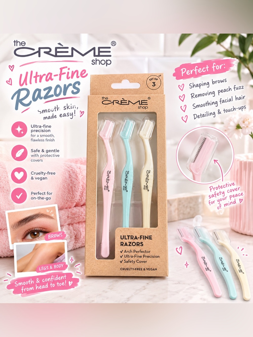 The Crème Shop Ultra-Fine Razors- set of 3